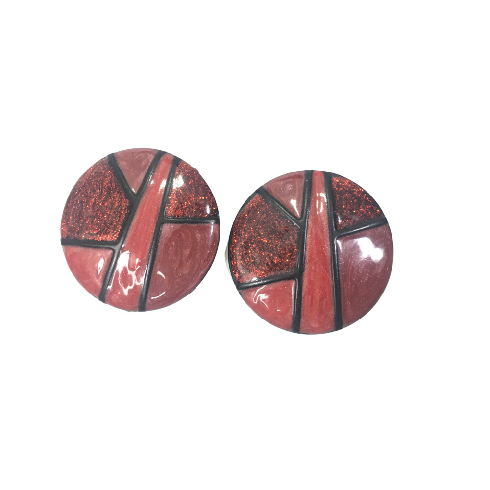 Vintage 90s Enamel Abstract Print Earrings
